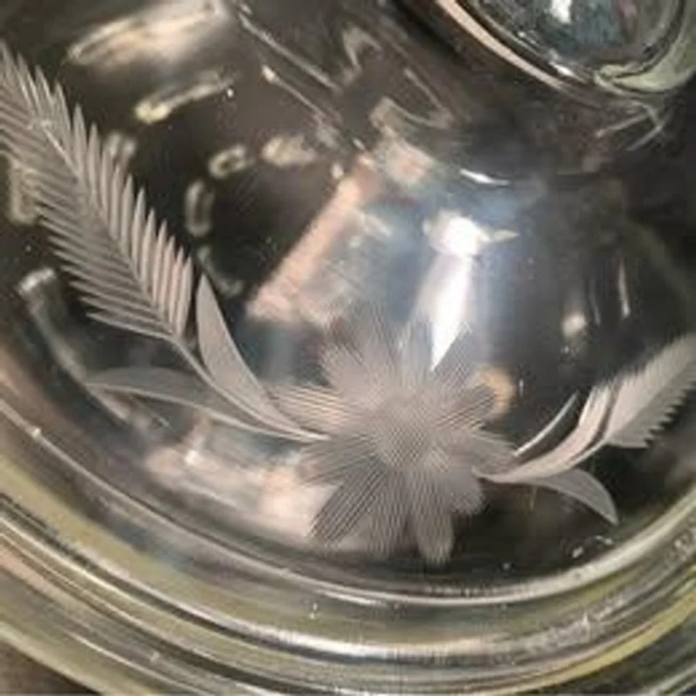 Vintage Glassbake Etched Glass Casserole‎ Dish 1 qt.